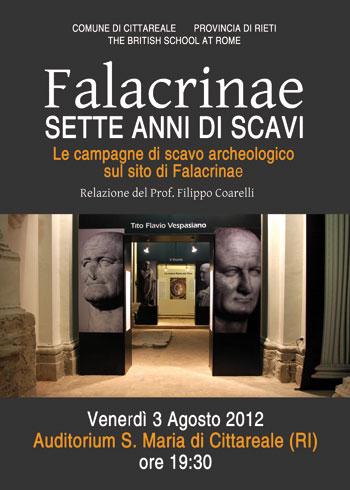 Scavi di Falacrinae, a Cittareale la conferenza di Coarelli